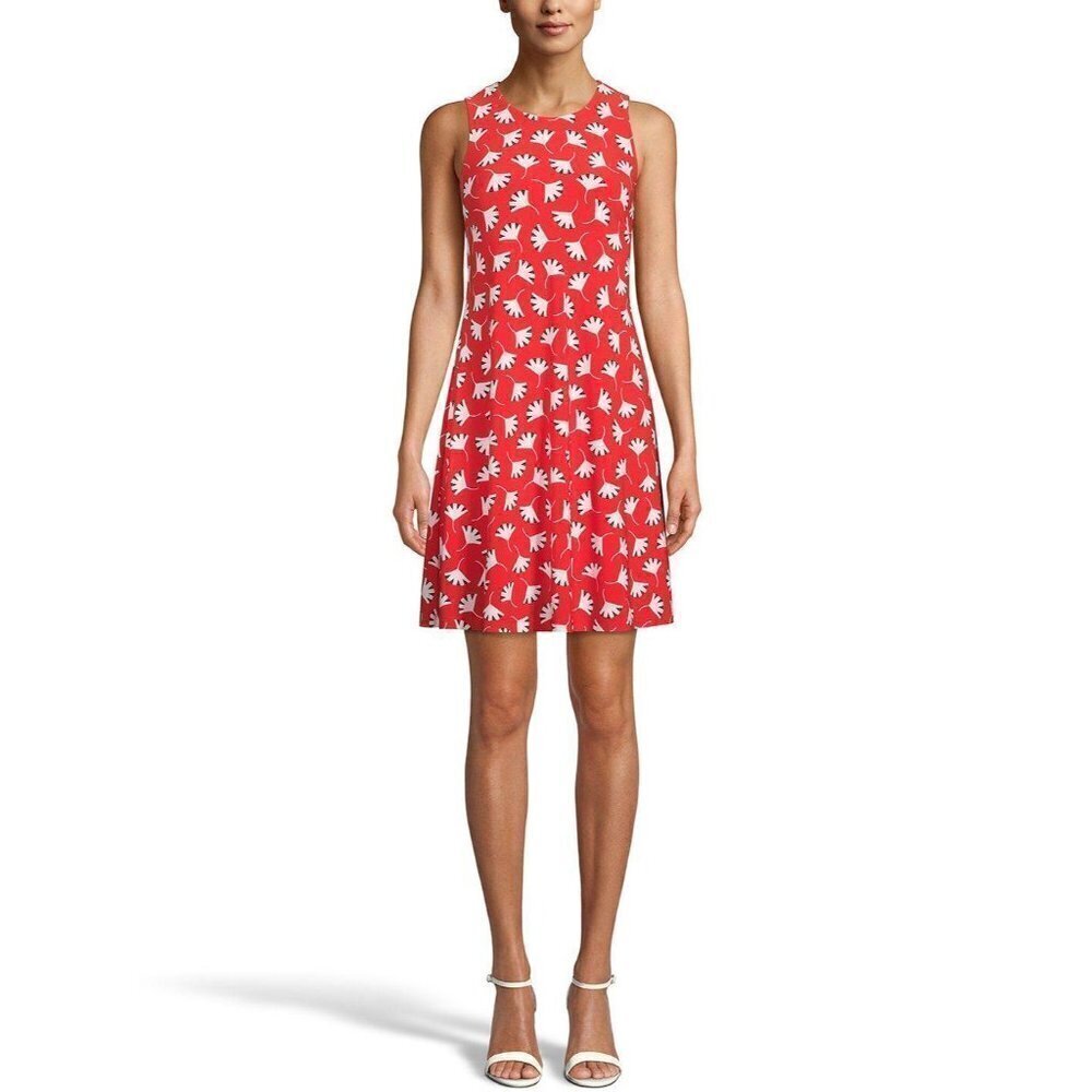 Anne Klein Ginza Light Sleeveless Knit Dress Red 8 lightweight